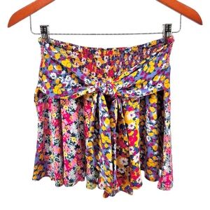 Patrons of Peace Flowy Penny Shorts Sz M Tie Front Smocked Waist Boho Colorful